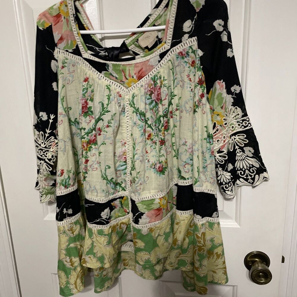 Anthropologie Vanessa Virginia Prateria Peasant Baby Doll Embroidered Top Sz 12